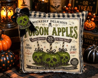 Poison Apples Mini Pillow - Tiered Tray Decor - Halloween