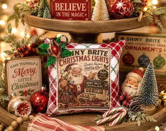 Shiny Brite Christmas Lights Mini Pillow - Tiered Tray Decor - Christmas