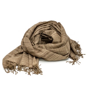 Handwoven and Handspun Cruelty Bulkul Zero Waste Silk Scarf 55-200 Peace silk - Undyed unbleached Ahimsa silk