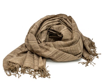 Handwoven and Handspun Cruelty Bulkul Zero Waste Silk Scarf 55-200 Peace silk - Undyed unbleached Ahimsa silk