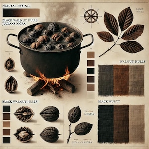 200gr/3.5oz Black Walnut Husks (finely cut) Juglans Negra - for brown to black on all natural fibers - ink making ingredient