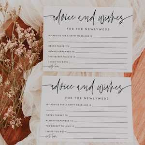 Carte de conseils pour la douche nuptiale de 5,5 x 4,25 pouces IMPRIMÉ + EXPÉDIÉ | Conseils et souhaits pour le jeu des jeunes mariés | Activités minimalistes modernes bohèmes | M7