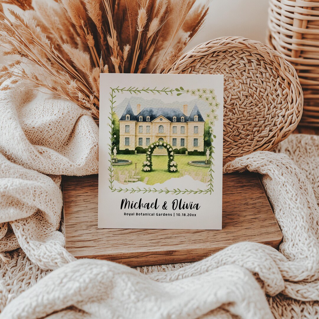 Custom Wedding Venue Portrait: Watercolor Venue Illustration ...