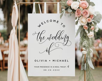 PRINTED + SHIPPED Personalized Wedding Welcome Sign: Modern Minimalist Foam Board, Printed + Shipped | M2