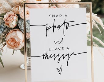 PRINTED + SHIPPED Wedding Guestbook Sign: Snap a Photo & Leave a Message, Printed Sign | M7