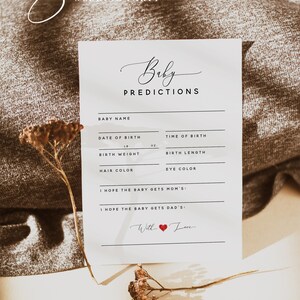 Baby Predictions Cards Template, Baby Shower Prediction Game, DIY Baby Shower Game Cards, Editable Template, Instant Download, S1