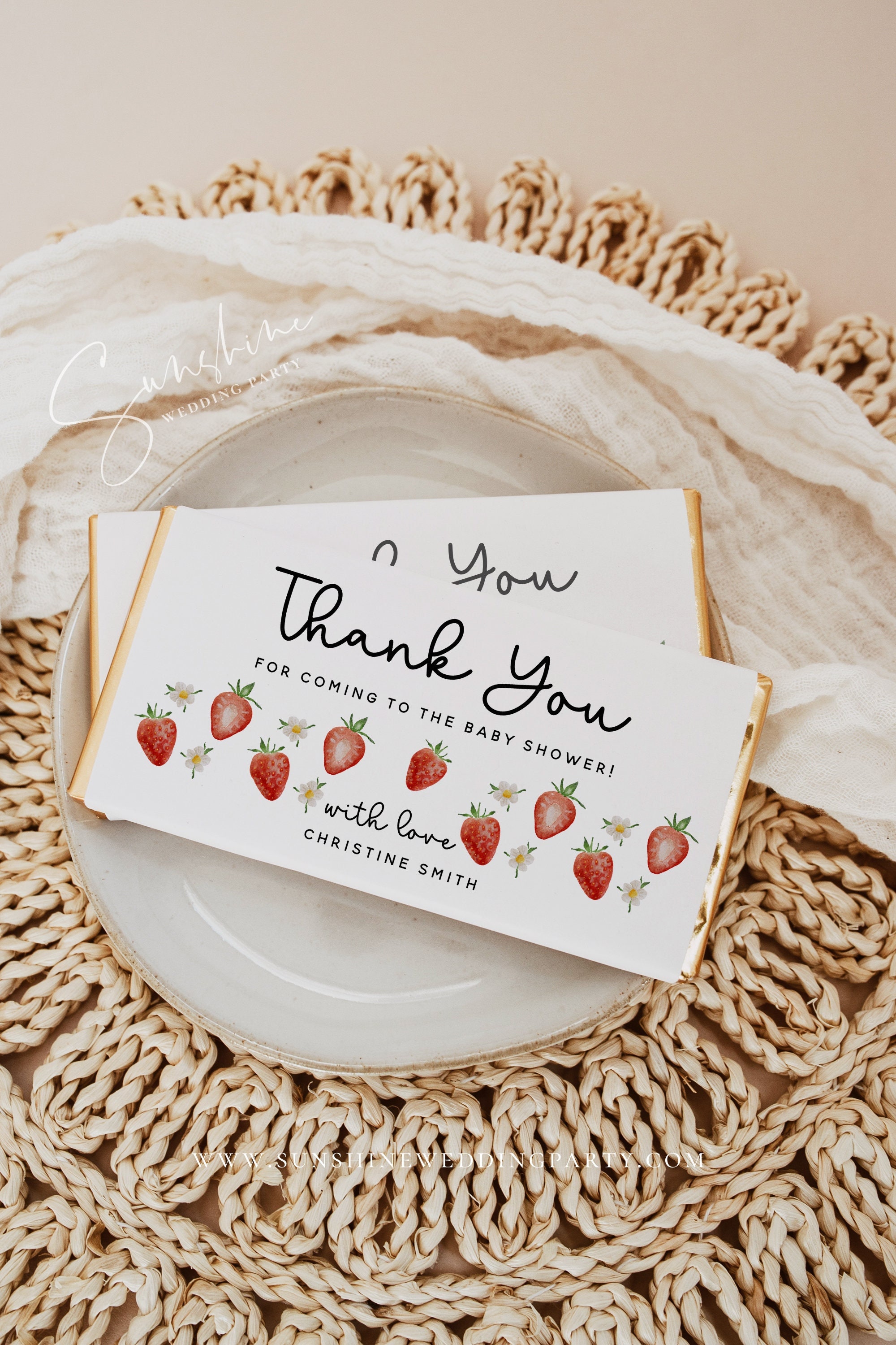 Strawberry Chocolate Bar Wrapper Template for Baby Shower, First ...