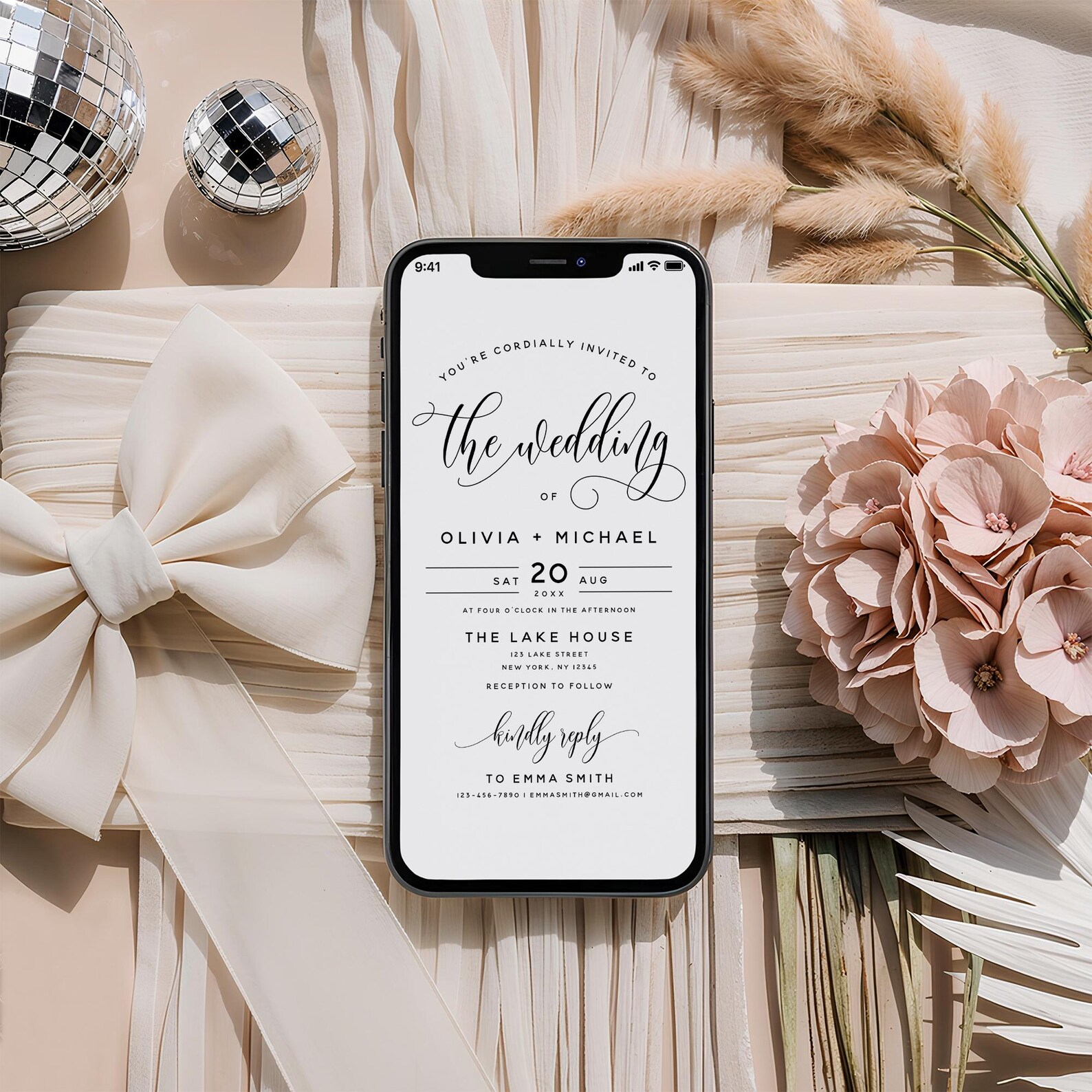 Elegant Boho Wedding Evite Template: Digital Invitation (instant ...