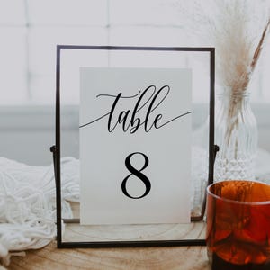 Panneaux de numéros de table de 5 x 7 pouces imprimés + expédiés | Numéros de table modernes et élégants | Cartes de numéros de table pour mariage | Numéros de table bohèmes et rustiques | M2