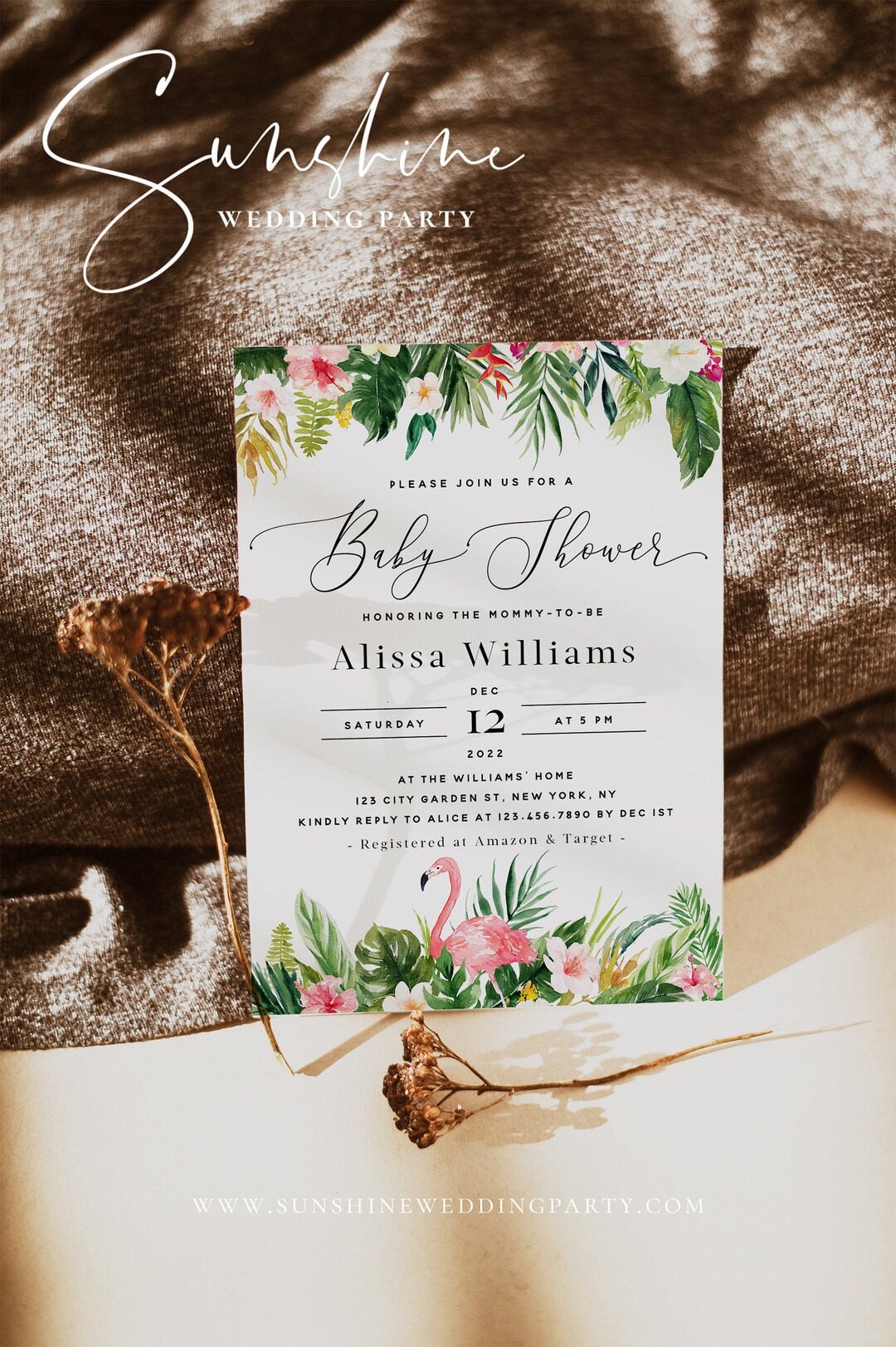Hawaiian Baby Shower Invitation Template, Tropical Baby Shower Invite ...