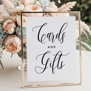 Enseigne pour cartes et cadeaux imprimée + expédiée de 20 x 10 po. | Enseigne de table de mariage | Décoration de réception élégante | Enseigne de mariage rustique | Signalisation moderne bohème | M2