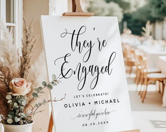 PRINTED + SHIPPED Personalized Engagement Welcome Sign: Modern Party Decor, Printed + Shipped | M2