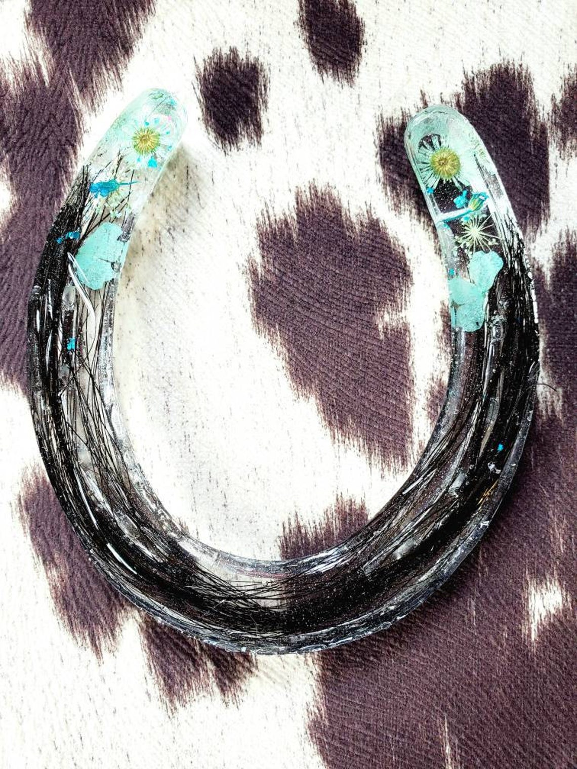 Horse Hair Horse Shoe Memorial Epoxy Resin Etsy
