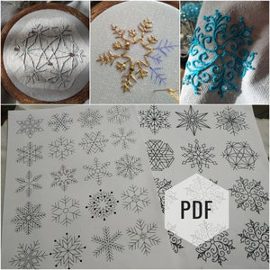 Snowflake PDF hand embroidery pattern / Christmas embroidery / DIY winter decor / Embroidery design