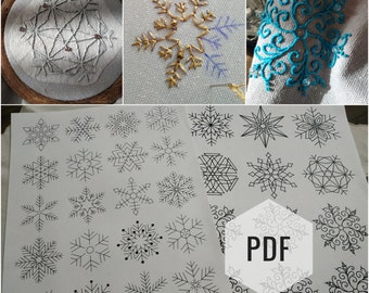 Snowflake PDF hand embroidery pattern / Christmas embroidery / DIY winter decor / Embroidery design