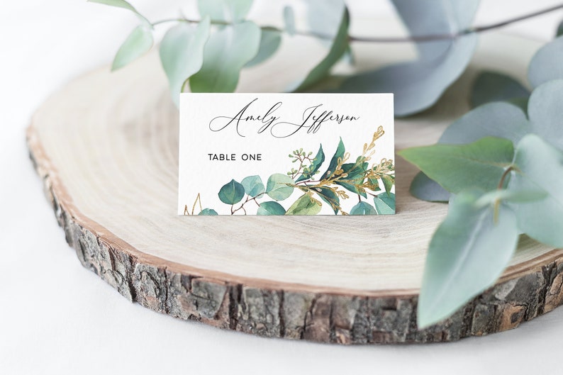 100/% Editable Bridal Rustic Wedding Name Card Printable Place Card Template,Greenery Leaves Seating Card Bohemian Wedding Place Cards
