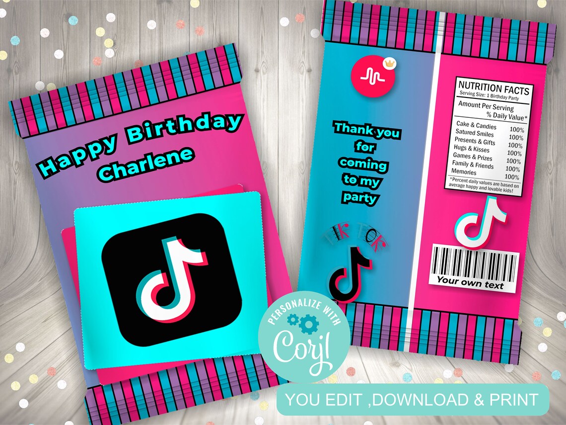 Printable TikTok Chip Bags DIY Printable Chip Bags TikTok Etsy