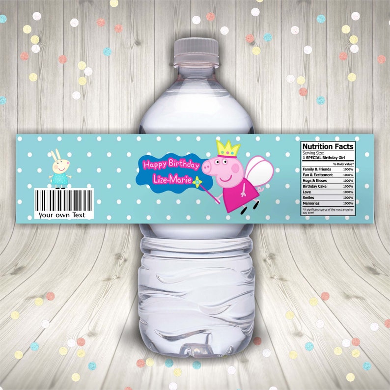 Editable Peppa Pig Bottle label Customizable Party Labels | Etsy