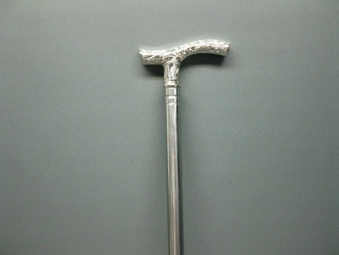 Luxury stainless steel walking stick hiking stick silver 95 cm Etsy