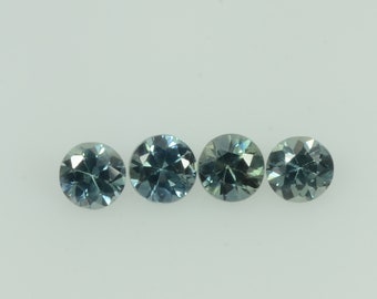 2-4.5  mm Natural Teal Green Sapphire Loose Gemstone Round Diamond Cut Color