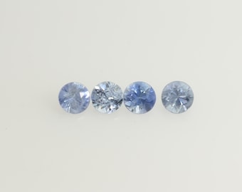0.9-3.7 mm Natural Blue Sapphire Loose Gemstone Round Diamond Cut Vs Quality Color