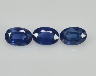 Saphir bleu calibré de 6 x 4 mm, pierres précieuses en vrac, taille ovale
