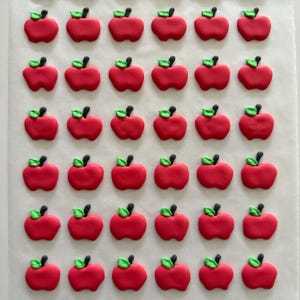 Royal Icing Decoration - Red Apples - SIX pieces