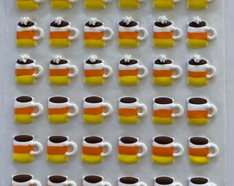 SIX Candy Corn Striped Hot Chocolate/Coffee Mugs