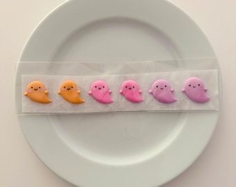 Royal Icing Decoration - SIX pcs. Neon Ghosts