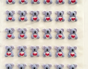 Decoración de glaseado real - SEIS Koala con corazón (rojo)