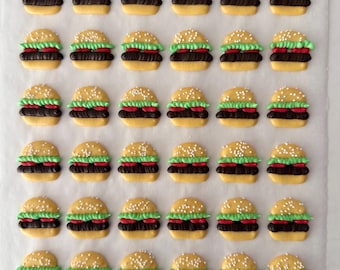 Decoraciones de glaseado real - SEIS piezas. Hamburguesas