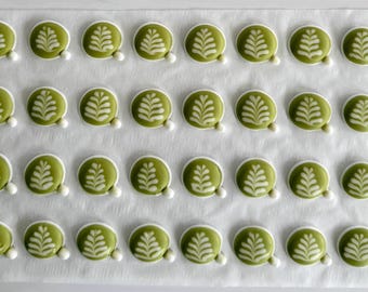 Decoración de glaseado real - OCHO piezas. Adornos de matcha.