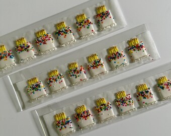 Royal Icing Decoration - SIX pcs. Rainbow Sprinkle Celebration Cakes