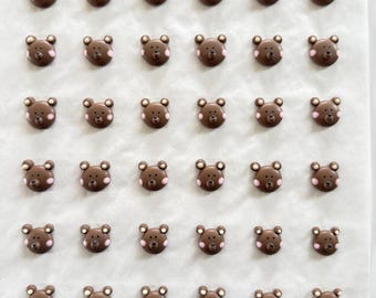 Decoración de glaseado real - Seis piezas. Caras de oso.