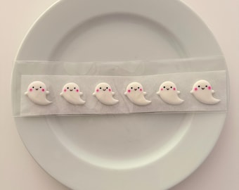Royal Icing Decorations - SIX pcs. Happy Ghosts