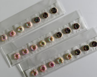 Royal Icing Decoration - EIGHT pcs. Doughnuts with Pastel Sprinkles