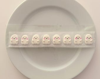 Royal Icing Decorations - EIGHT pcs. Kawaii Ghosts