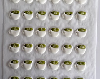 Decoración de glaseado real - SEIS tazas de matcha