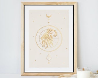 Capricorn Zodiac Poster: Gold Constellation Art Print