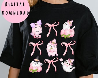 Halloween Kokette Schleifen PNG: Pinke Kürbisse (Digitaler Download)
