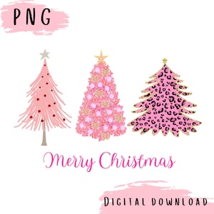 Pink Christmas PNG Digital Download, Pink Christmas Sublimation, Merry Christmas tree PNG, Christmas sublimation designs downloads