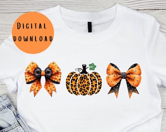 Coquette Halloween PNG: Pumpkin Bows Clipart (Digital Download)