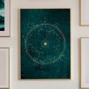 Sternzeichen Karte Poster Konstellation Astrologie Horoskop Poster Print Sternzeichen Wanddruck Sternzeichen Geschenke