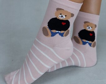 Details about   High Quality Cotton Furry Bear Animal Funny Crew Socks For Girls Lady One Size 