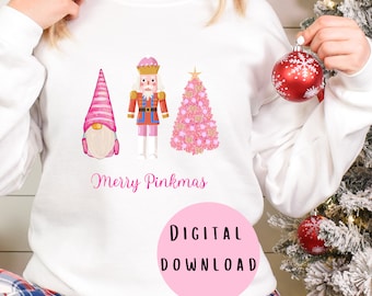 Coquette Christmas PNG: Pink Nutcracker Sublimation Design (Digital Download)
