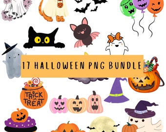 Paquete PNG de Halloween retro: diseños de imágenes prediseñadas espeluznantes (descarga digital)