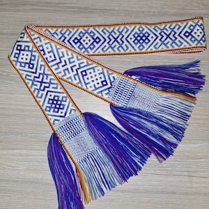woven sash/baltic ornaments/ethno/folk costume accessory/