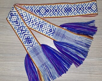 woven sash/baltic ornaments/ethno/folk costume accessory/