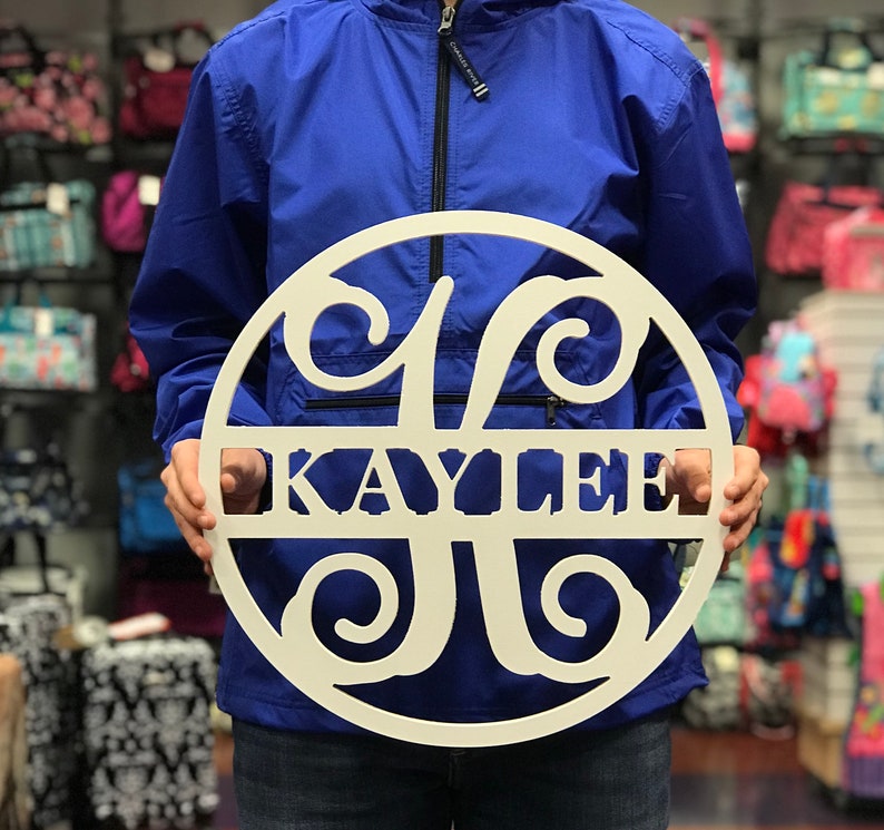 Last Name Circle Monogram Monogram Door Hanger PAINTED Etsy