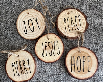 Rae Dunn Inspired Wood Slice Ornaments